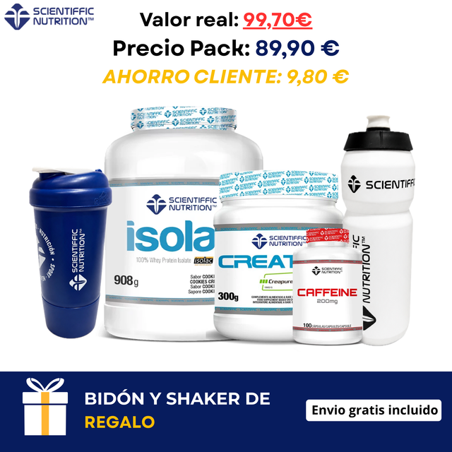 ¡Bidón y shaker de regalo! proteina Isolat 2.0 +Creatina Creapure + Cafeina 200 mg